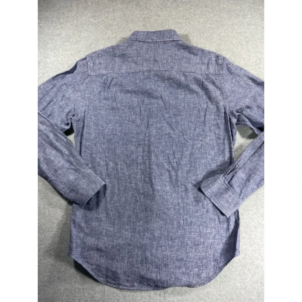 Banana Republic Mens Linen Shirt Long Sleeve Blue Button Down Small 1778